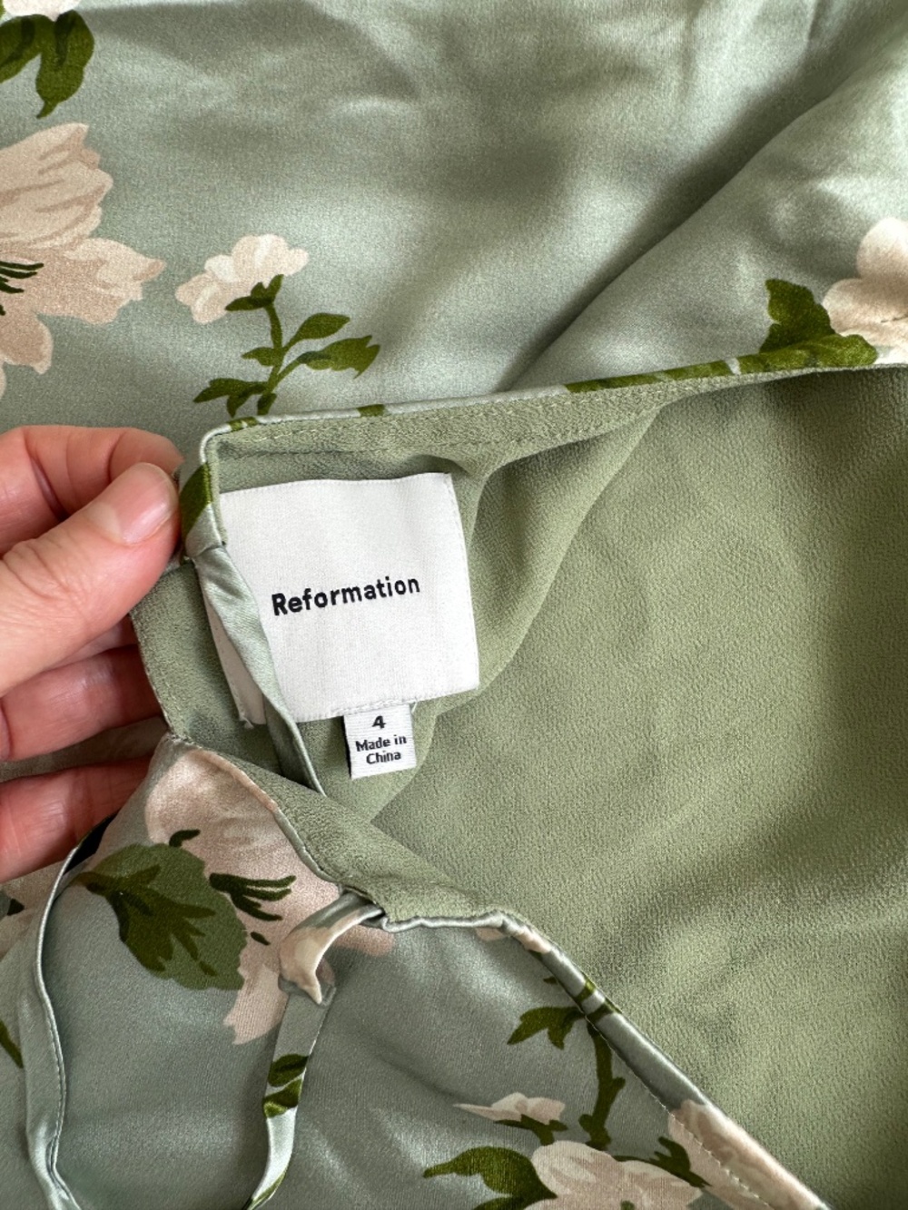 Reformation ANAIIS Silk Maxi Dress Tarragon Green Floral - Size 4 - with tags - Picture 12 of 13